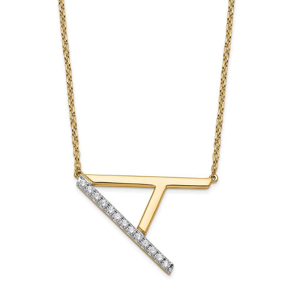 14K Gelbgold Seitlich Diamant Initiale A 18 Zoll Halskette