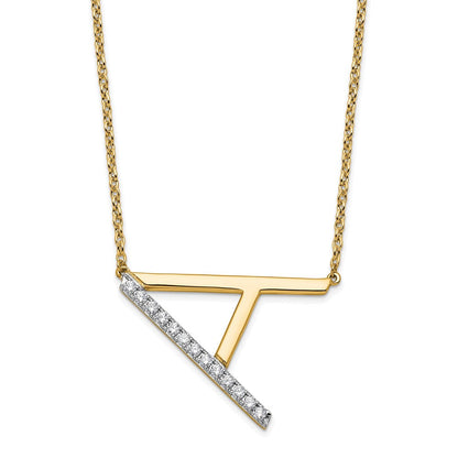 14K Gelbgold Seitlich Diamant Initiale A 18 Zoll Halskette