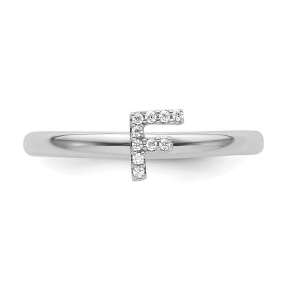 14K Weißgold Stapelbar Diamant Initiale F Größe 7 Ring