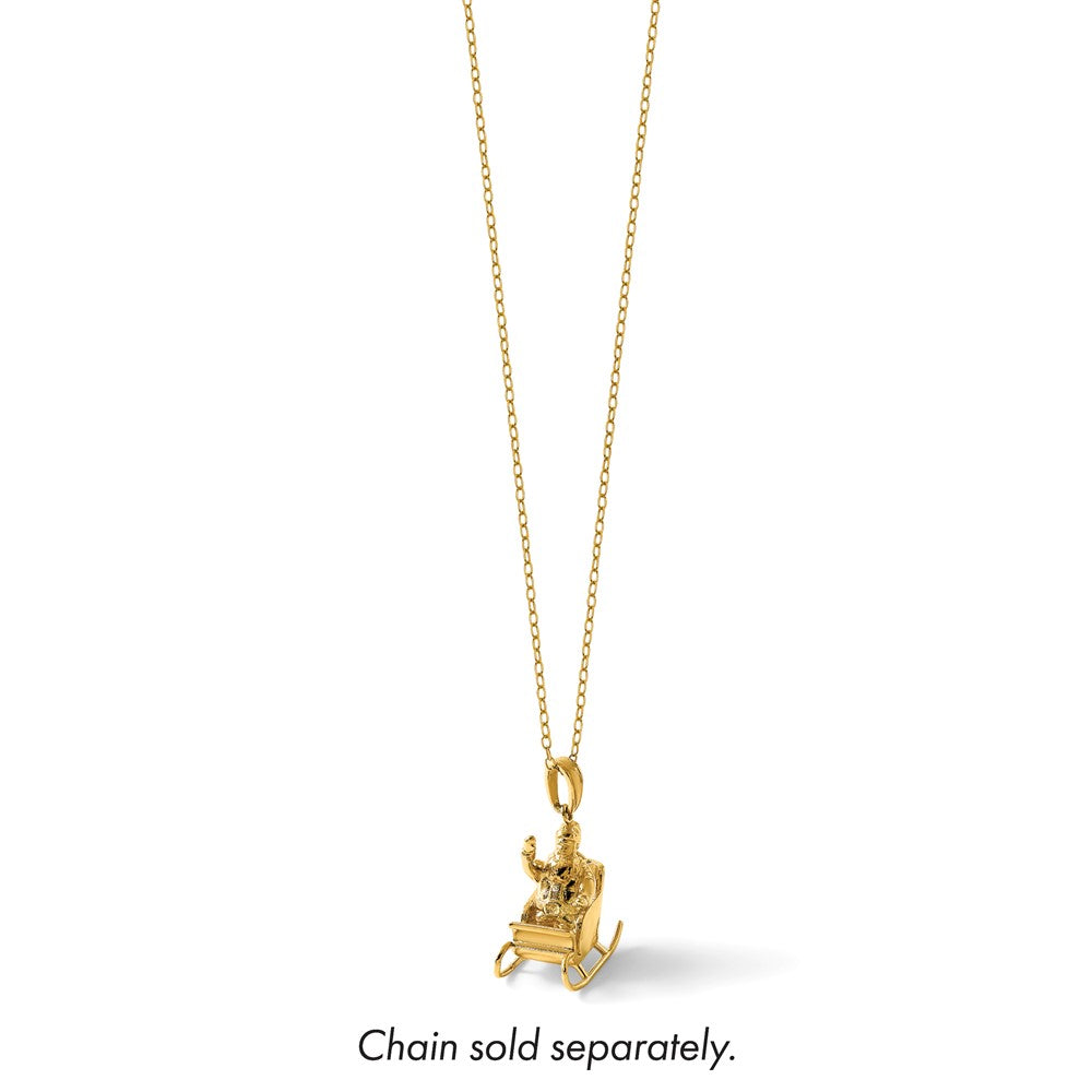 14K Gelbgold Polierter 3-D Winkender Weihnachtsmann im Schlitten Charm