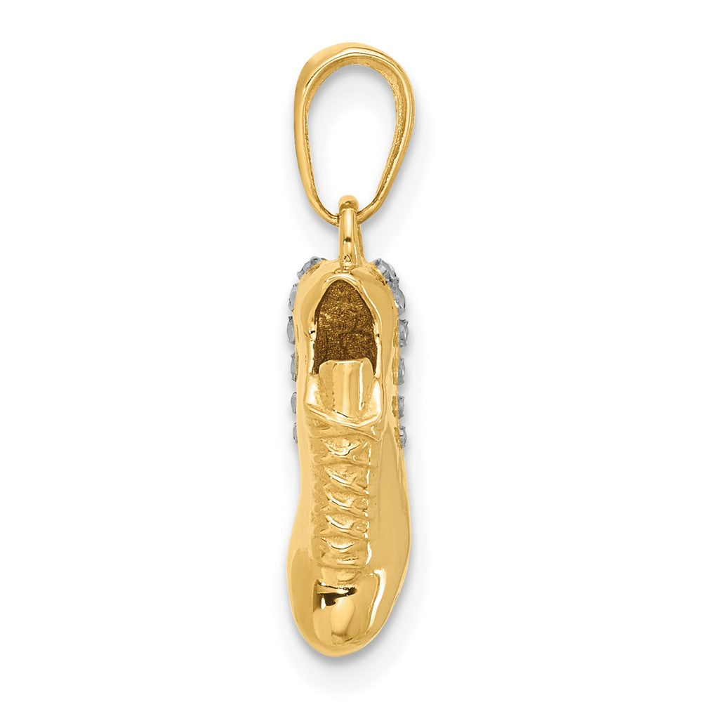 14K Gelbgold und Rhodium Anhänger „Fußballschuh" mit Diamantschliff