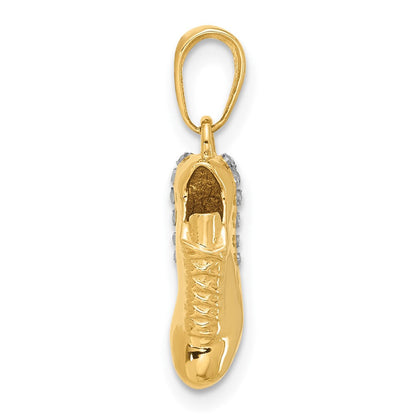 14K Gelbgold und Rhodium Anhänger „Fußballschuh" mit Diamantschliff