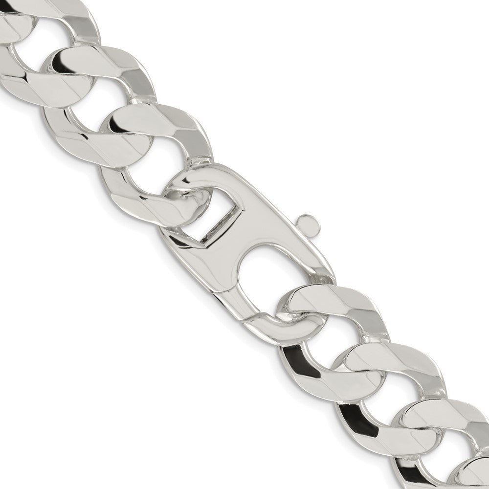 Sterlingsilber Rhodiniert 15.75mm Konkav Abgeschrägt Panzer Halskette