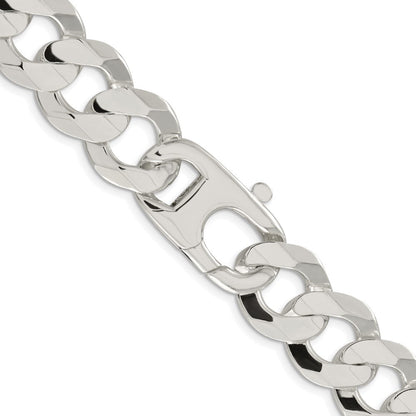 Sterlingsilber Rhodiniert 15.75mm Konkav Abgeschrägt Panzer Halskette