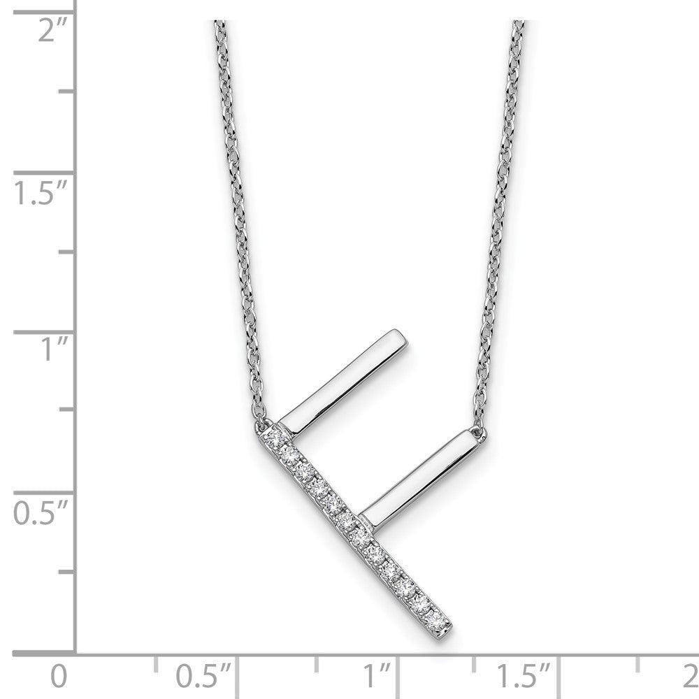 14K Weißgold Seitlich Diamant Initiale F 18 Zoll Halskette