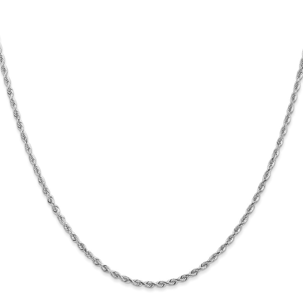 14K Weißgold 2mm Diamantiert Vierfach Kordel Karabinerverschluss Halskette