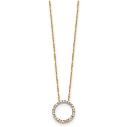 14K Gelbgold Poliert 1/2 Karat Diamant Kreis 18 Zoll Halskette