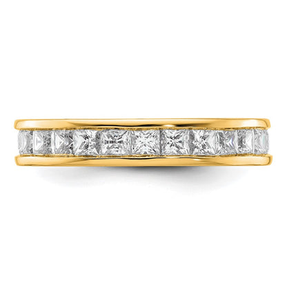 14K Gelbgold Poliert Größe 8.5 Kanalfassung-set 3 Karat Princess Diamant Komplett Memoire Ehering Ring