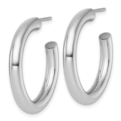 14K Weißgold Poliert 4.0 X 30mm Röhre C-hoop Ohrstecker