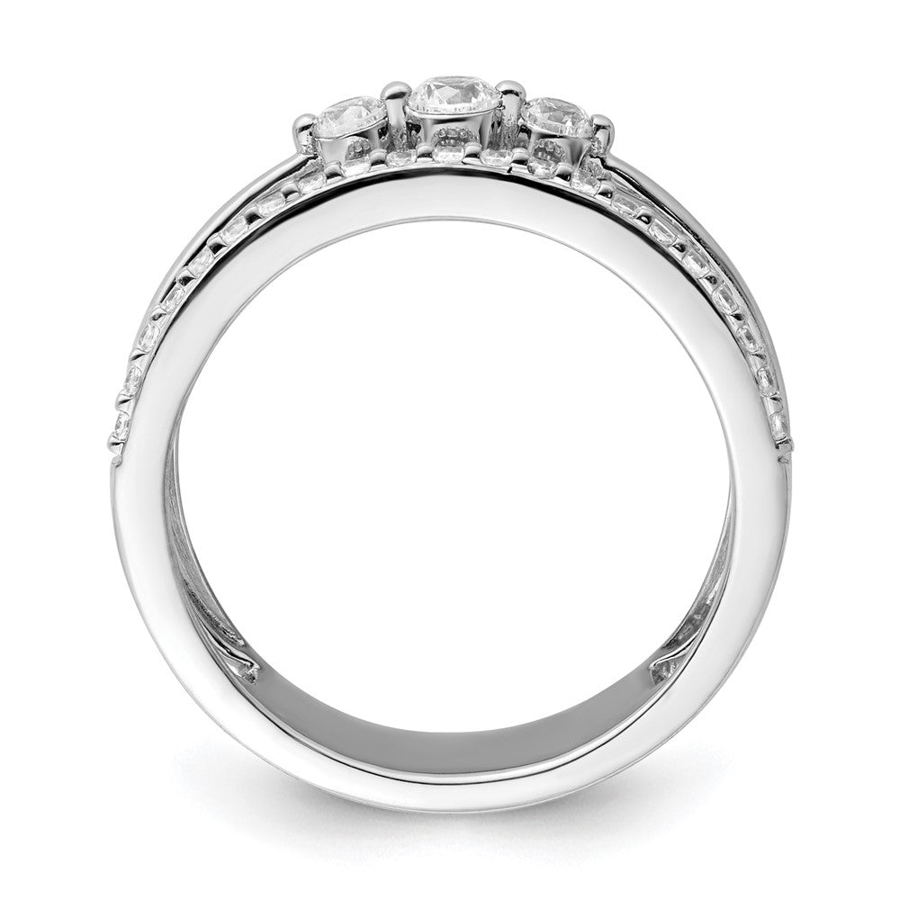 14K Weißgold Polierter Doppel-Diamant-Ehering Fashion-Ring