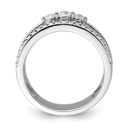 14K Weißgold Polierter Doppel-Diamant-Ehering Fashion-Ring