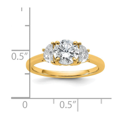 14K Gelbgold 3/8 Karat Im Labor Gezüchtet Diamant Vs+ F+ 1 Karat Mittig Rund Halbfassung Dreistein Verlobungsring