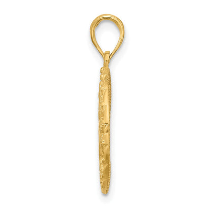 14K Gelbgold Polierter Fantasie-Schmetterling-und-Blumen-Charm