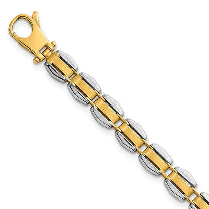 14K Bicolor Gold Bicolor Poliert 6.65mm Fantasieglieder Gliederarmband