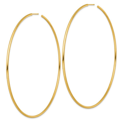 14K Gelbgold Poliert 2.0 X 100mm Röhre C-hoop Ohrstecker