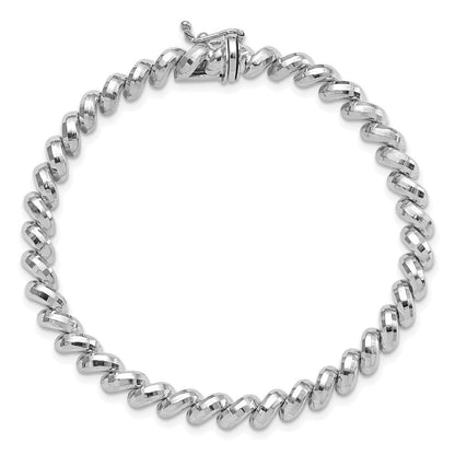 14K Weißgold Facettiert 5mm 7 Zoll San Marco Armband