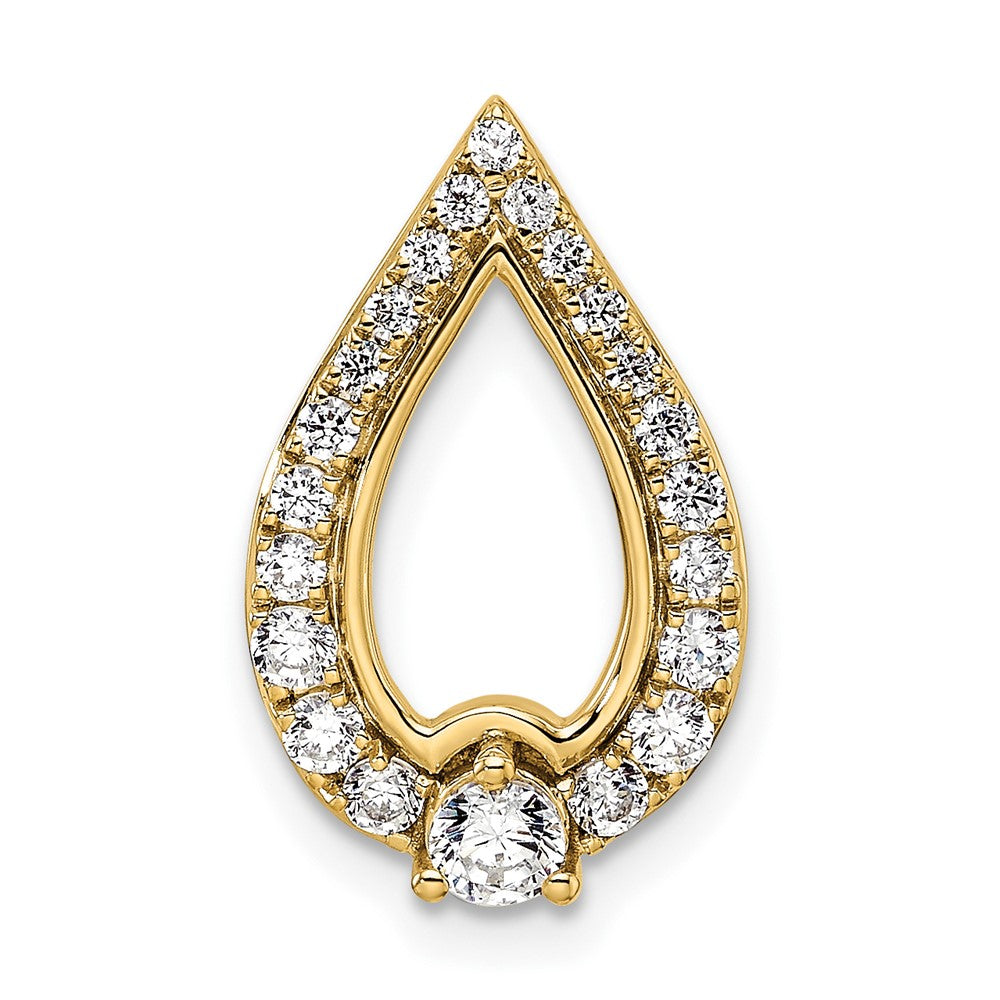 14K Gelbgold Poliert 1/2 Karat Diamant Tropfen Kette Anhänger