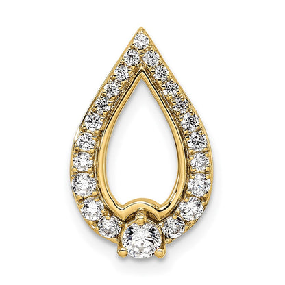 14K Gelbgold Poliert 1/2 Karat Diamant Tropfen Kette Anhänger