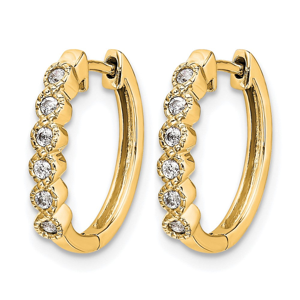 14K Gelbgold Creolen mit Scharnier und 0,125 Karat Diamanten