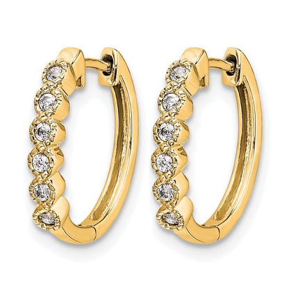 14K Gelbgold Creolen mit Scharnier und 0,125 Karat Diamanten