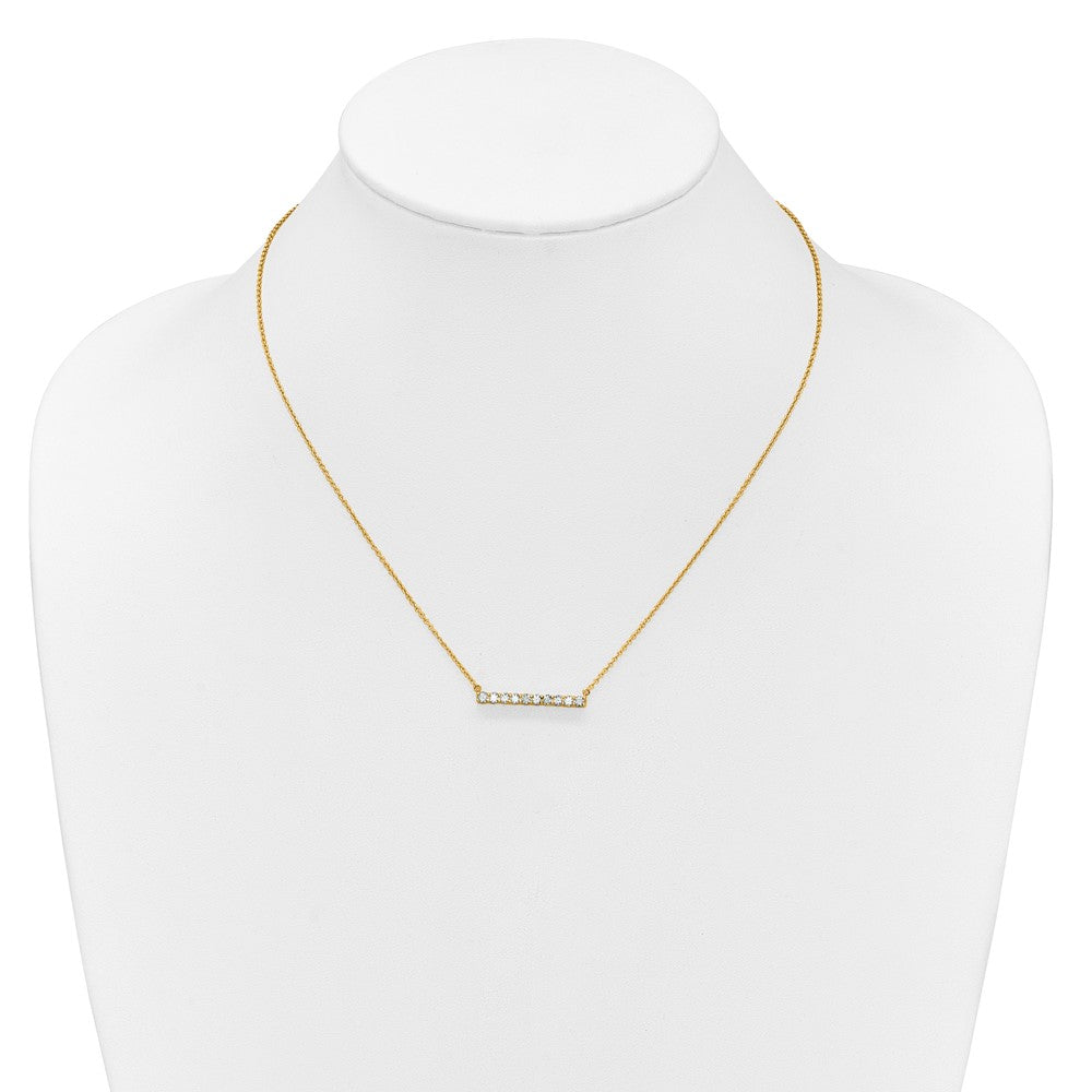 14K Gelbgold Poliert 1/2 Karat Diamant Stab 18 Zoll Halskette