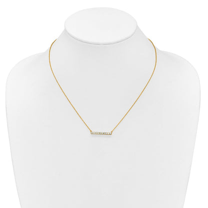 14K Gelbgold Poliert 1/2 Karat Diamant Stab 18 Zoll Halskette