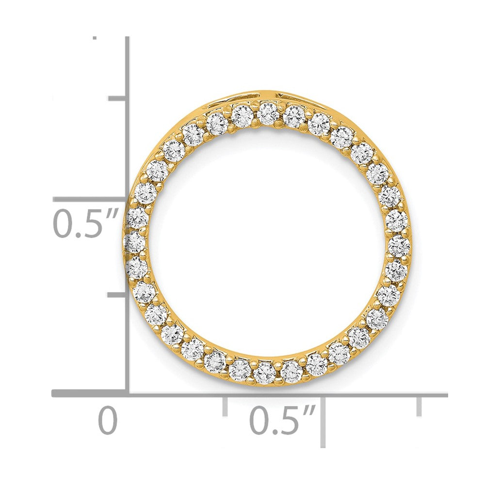 14K Gelbgold Poliert 1/2 Karat Diamant Kreis Kette Anhänger