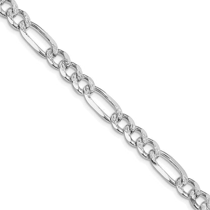 Sterlingsilber Rhodiniert 7.25mm Pavé‚ Flach Figaro Halskette