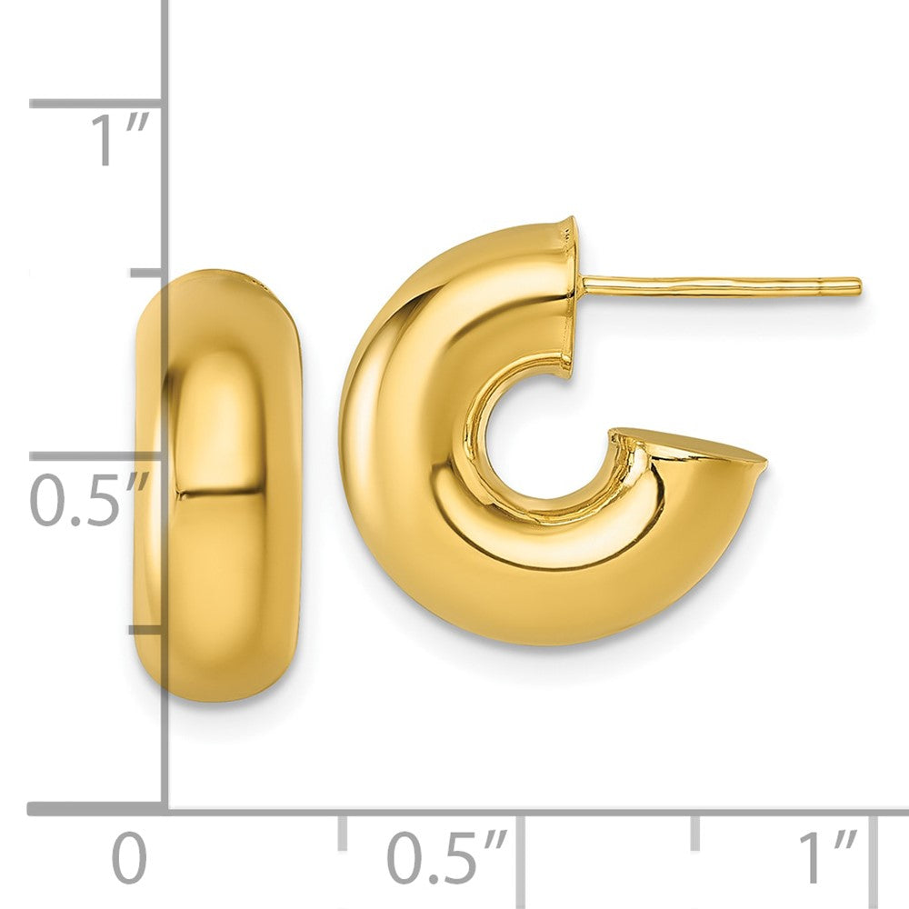 14K Gelbgold Poliert 6.00 X 15mm Röhre C-hoop Ohrstecker