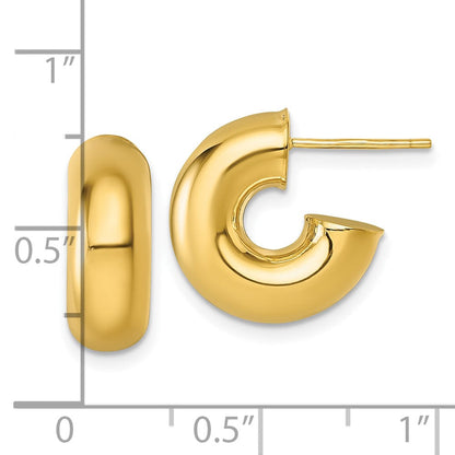 14K Gelbgold Poliert 6.00 X 15mm Röhre C-hoop Ohrstecker
