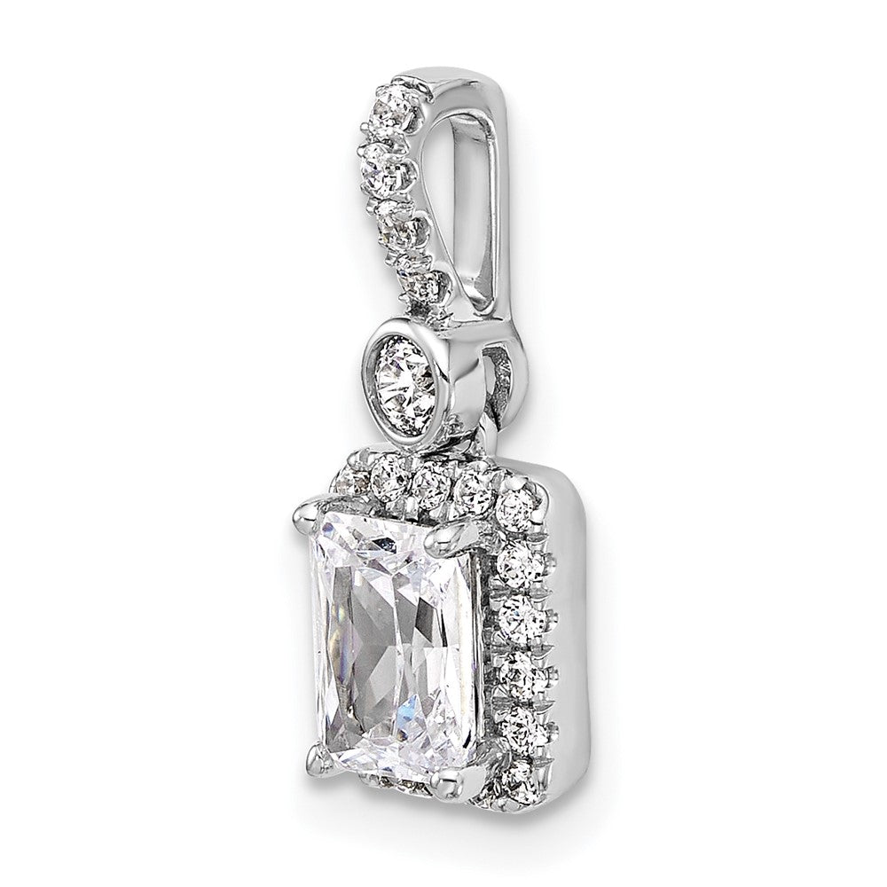 14K Weißgold Anhänger mit 1 Karat zertifiziertem, im Labor gezüchtetem Diamant VS/SI+ G+, Radiant-Schliff, kompletter Halo-Fassung