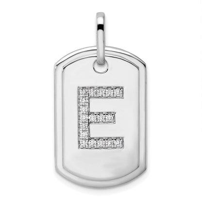 14K Weißgold Diamant-Erkennungsmarken-Charm mit Buchstabe E