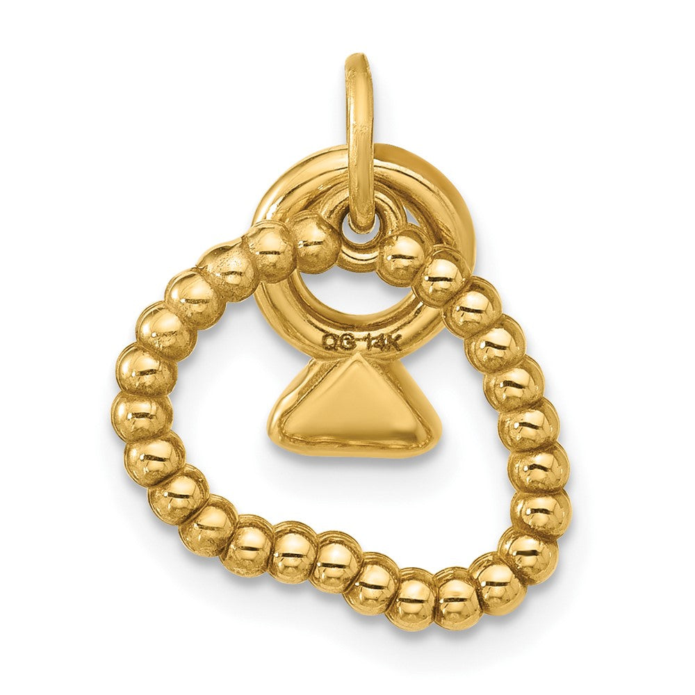 14K Gelbgold Kette mit Perlmuster und Mini-Charm mit emailliertem Ring