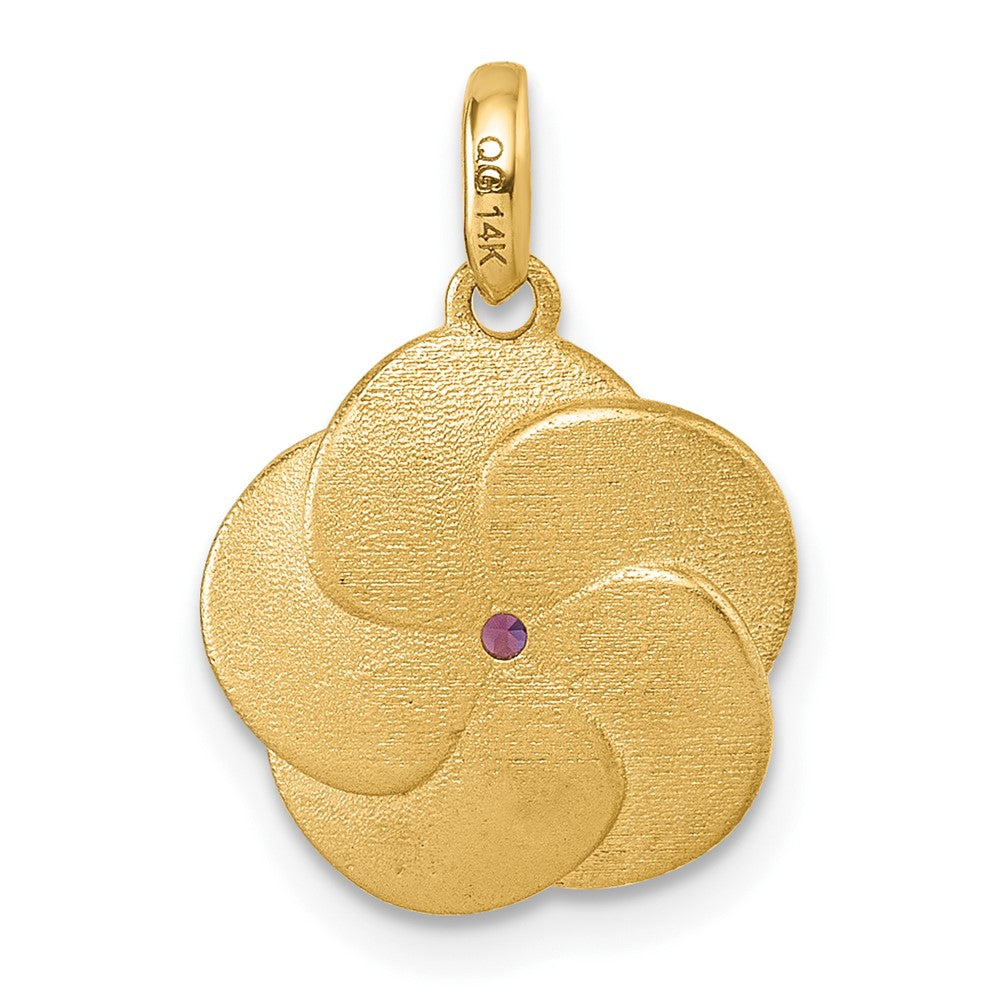 14K Gelbgold Satin-Amethyst-Blumenanhänger