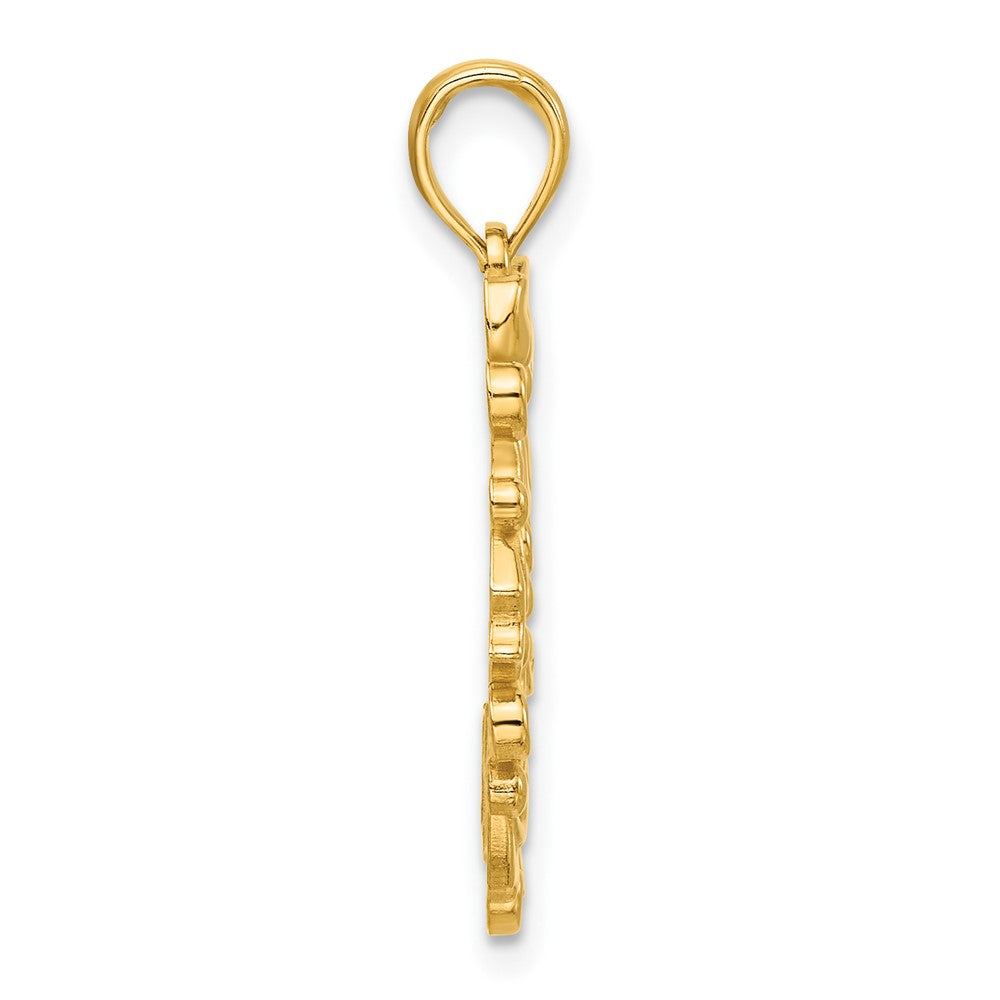 14K Gelbgold Polierter Weihnachtskranz-Anhänger