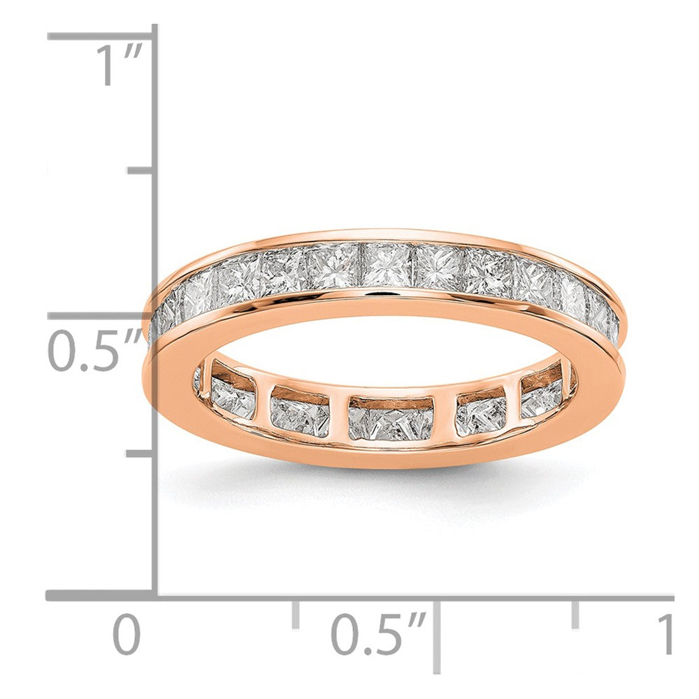 14K Roségold Poliert Größe 7.5 Kanalfassung-set 2 Karat Princess Diamant Komplett Memoire Ehering Ring