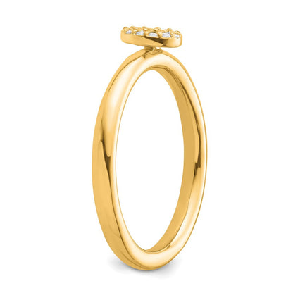 14K Gelbgold Stapelbar Diamant Initiale O Größe 7 Ring