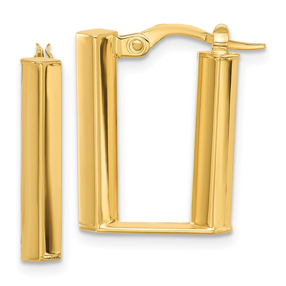 14K Gelbgold 4x28mm Poliert U-shape Röhre Creolen