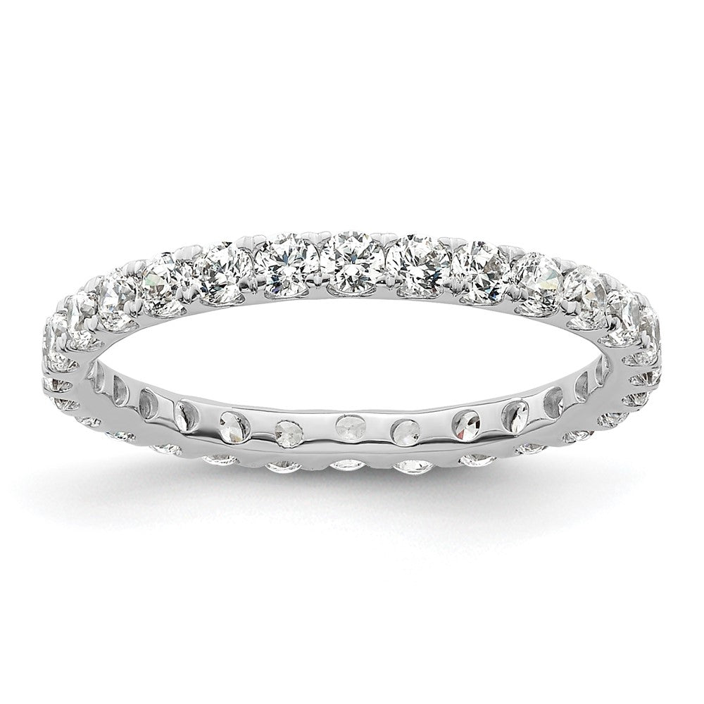 14K Weißgold Poliert Größe 5 U-shared Krappen 1 Karat Diamant Komplett Memoire Ehering Ring