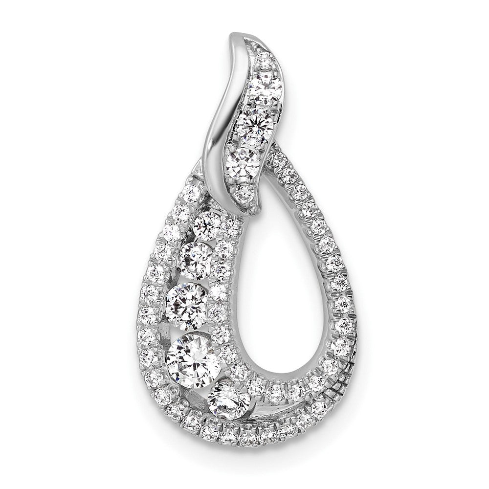 14K Weißgold Poliert 5/8 Karat Diamant Tropfen Kette Anhänger