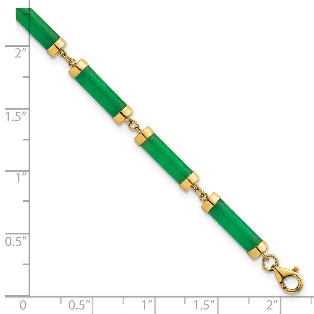 14K Gelbgold Poliert 4.0mm Jade Bars 7 Zoll Armband