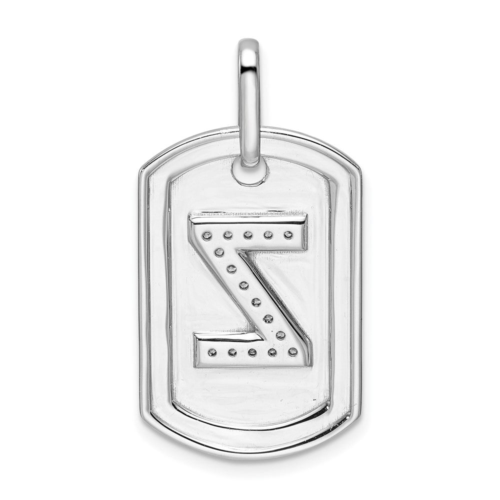 14K Weißgold Diamant-Initial-Z-Erkennungsmarken-Charm