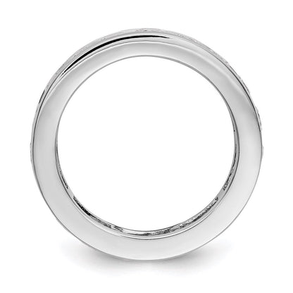 14K Weißgold Poliert 3ct Kanalfassung Set Diamant Memoire Ehering Ring