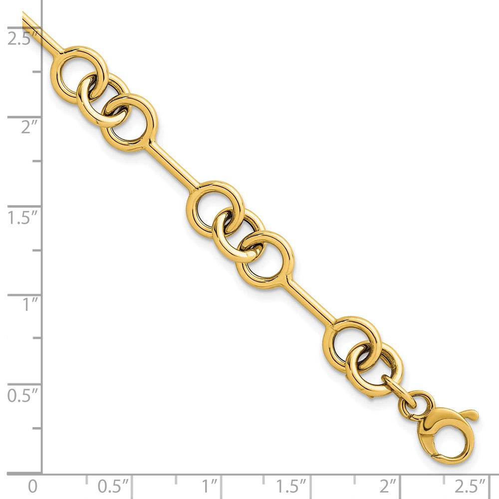 14K Gelbgold Poliert 8.4mm Fantasieglieder Gliederarmband
