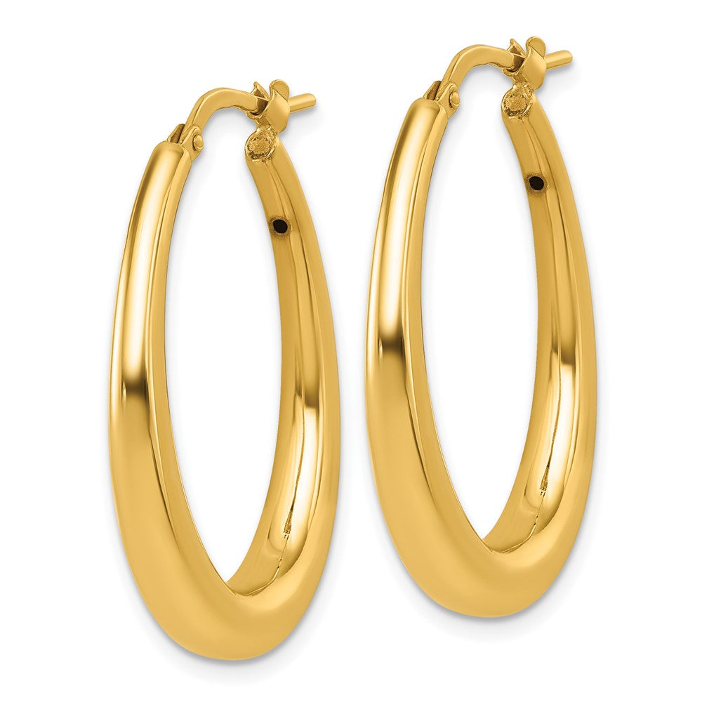 14K Gelbgold Poliert 4mm X 30mm Abgestuft Gewölbt Oval Creolen