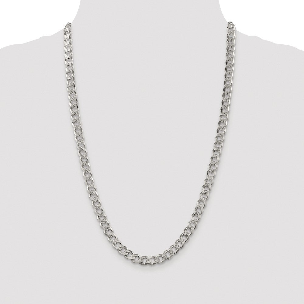 Sterlingsilber Rhodiniert 7.5mm Pavé‚ Panzer 26 Zoll Kette