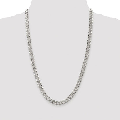 Sterlingsilber Rhodiniert 7.5mm Pavé‚ Panzer 26 Zoll Kette