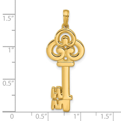 14K Gelbgold Polierter Fantasie-Schlüssel-Anhänger
