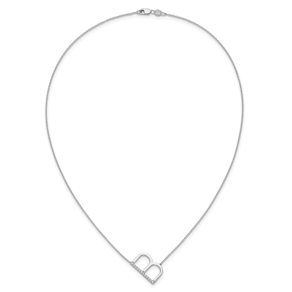 14K Weißgold Seitlich Diamant Initiale B 18 Zoll Halskette