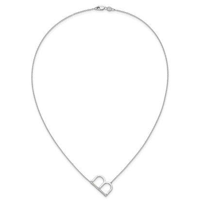 14K Weißgold Seitlich Diamant Initiale B 18 Zoll Halskette